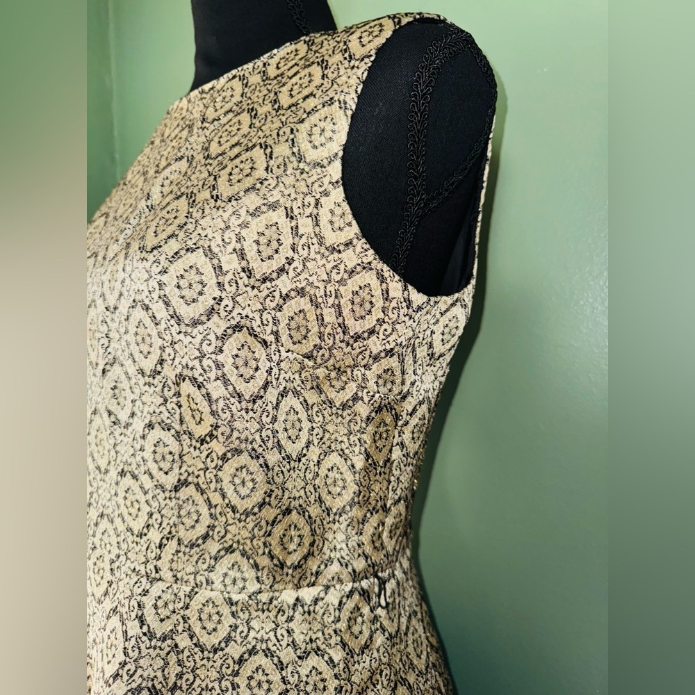 Talbots Black and Cream Geometric Midi Dress - Picture 3 of 8